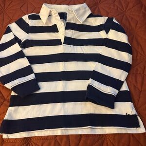 Boys Janie‎ & Jack Navy/White Striped Rugby Polo Shirt Size 5